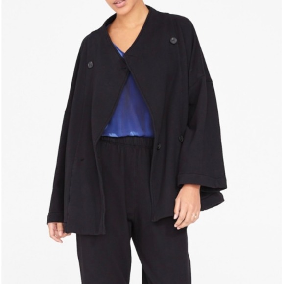Raquel Allegra Jackets & Blazers - RAQUEL ALLEGRA Cozy Fleece Double Breasted Funnel Neck Jacket